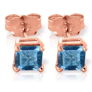 0.95 Carat 14K Solid Rose Gold Caress Blue Topaz Stud Earrings