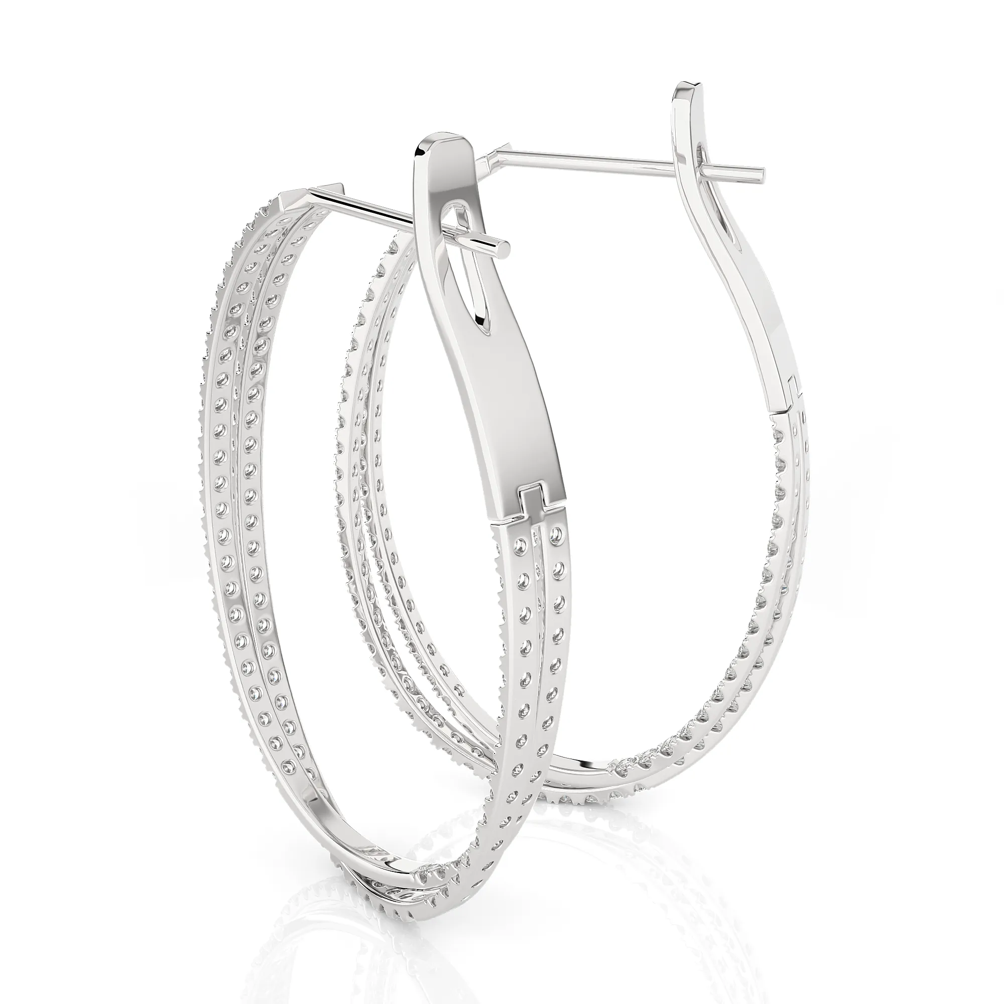 1 3/4 ctw Round Lab Grown Diamond Inside Out Hoop Earrings