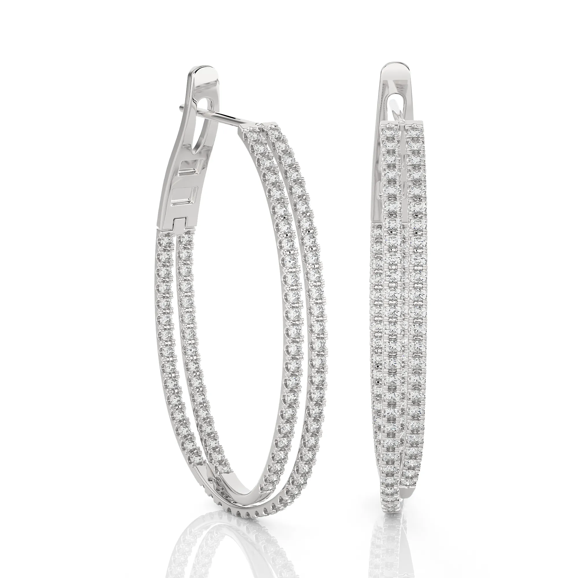 1 3/4 ctw Round Lab Grown Diamond Inside Out Hoop Earrings