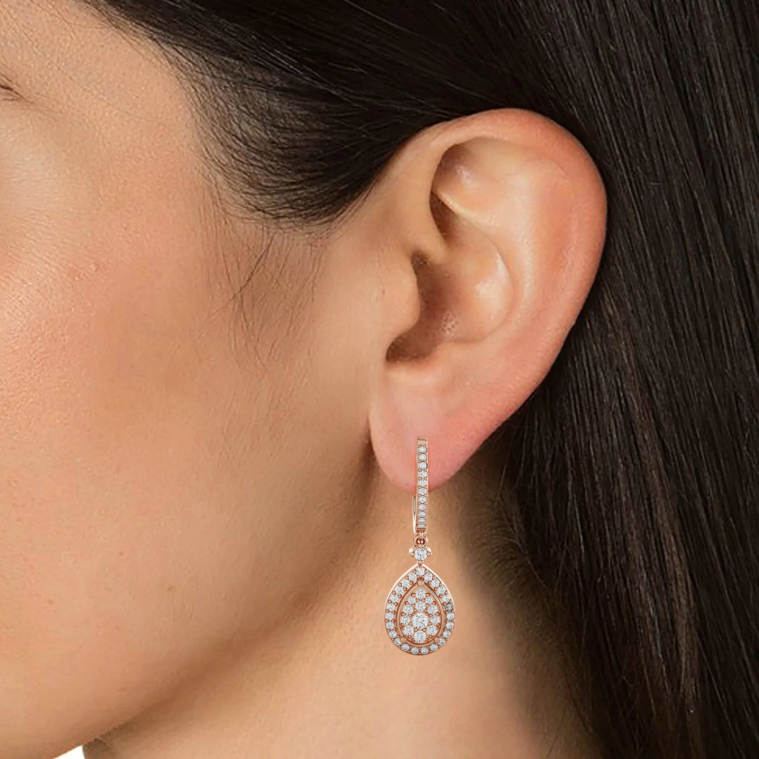 1 5/8 ctw Round Lab Grown Diamond Drop Earrings