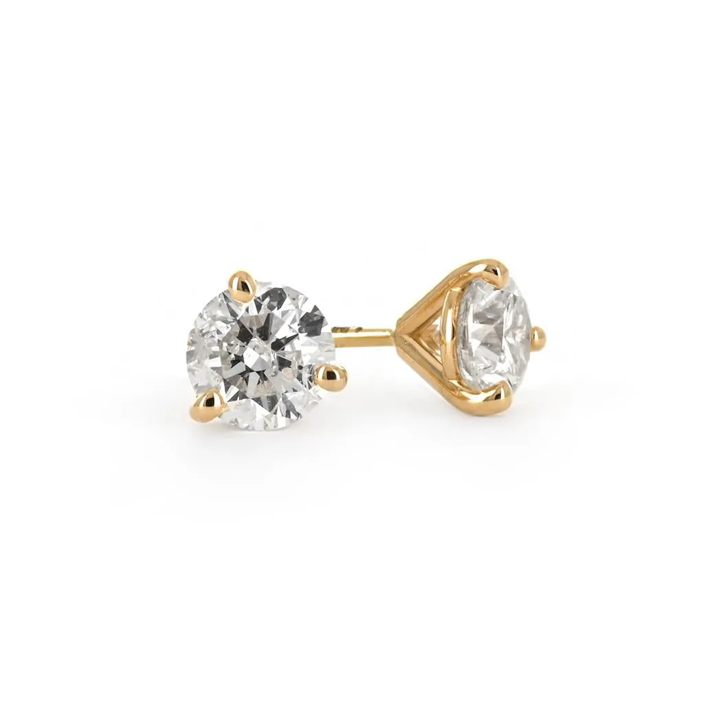 1.04ctw Round Diamond Stud Earrings - Yellow Gold