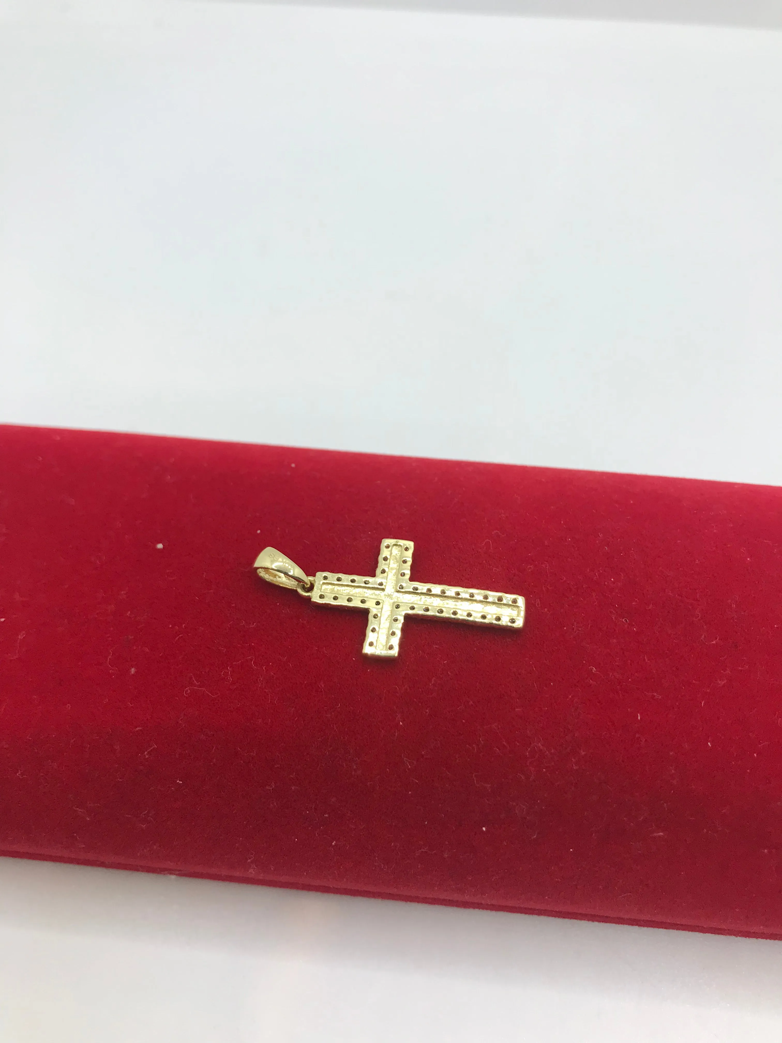 10k gold CZ stone cross pendants