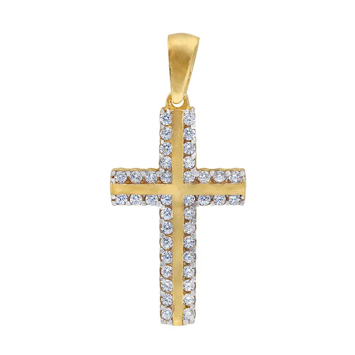 10k gold CZ stone cross pendants