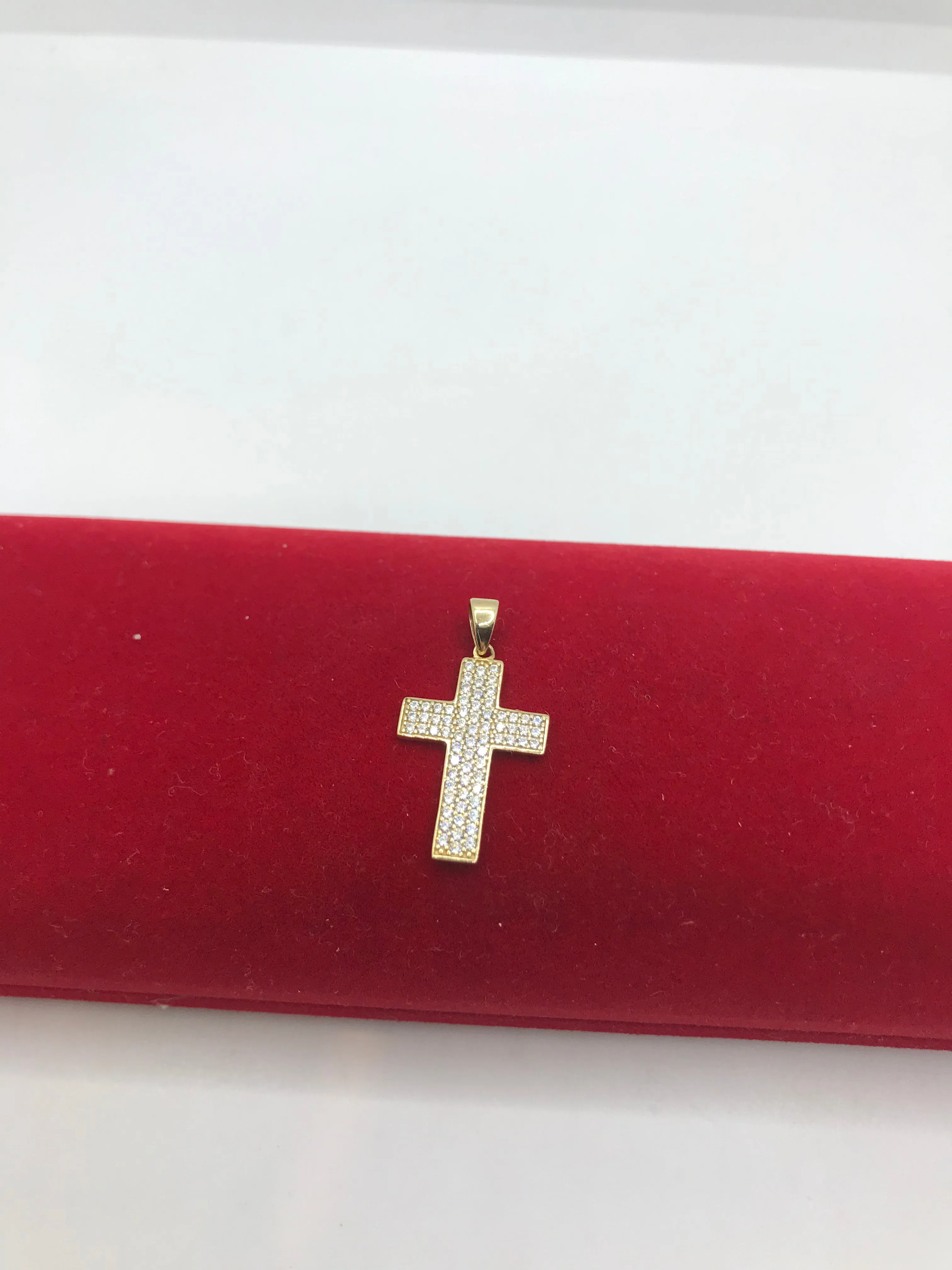 10k gold CZ stone cross pendants