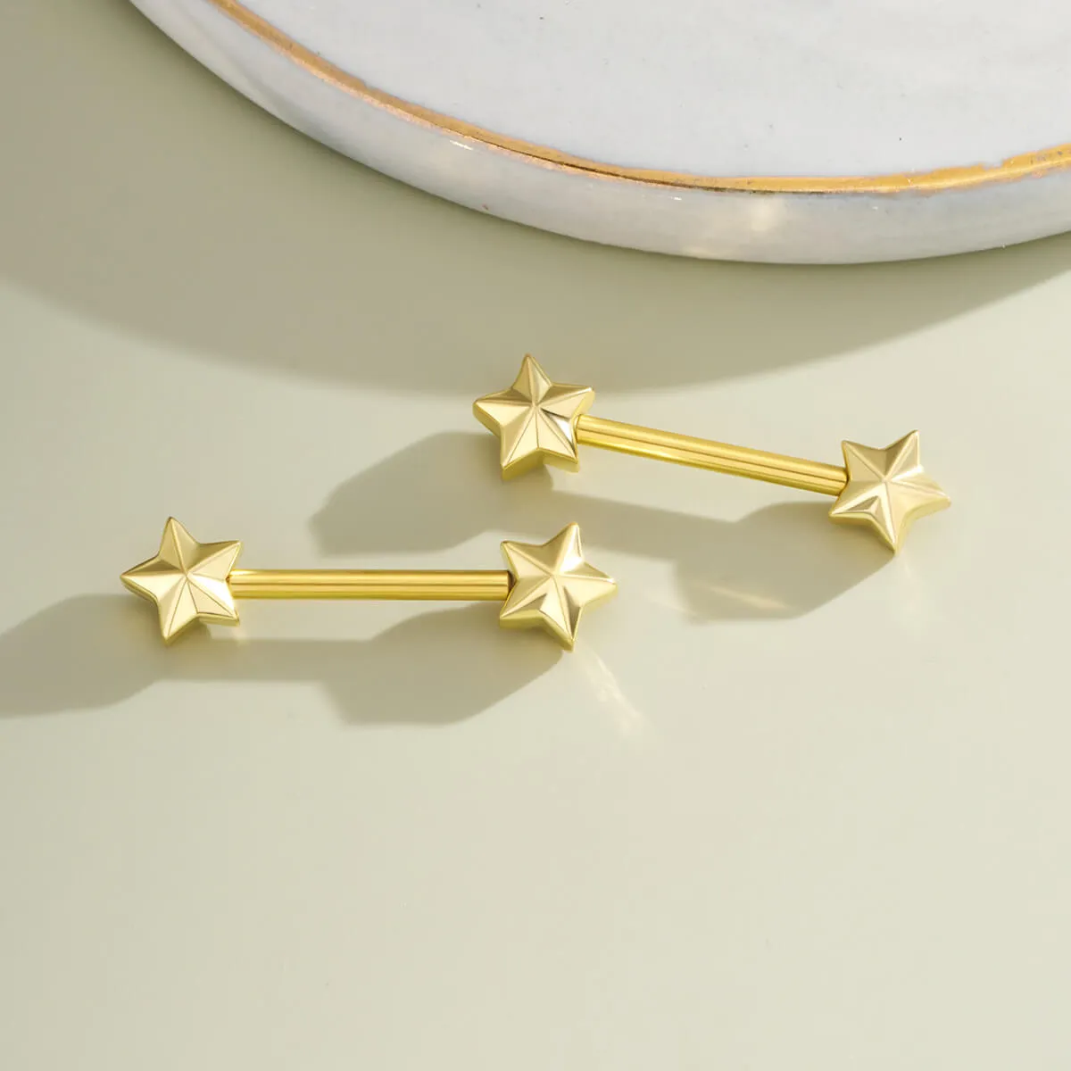 14G Star Nipple Barbell Set