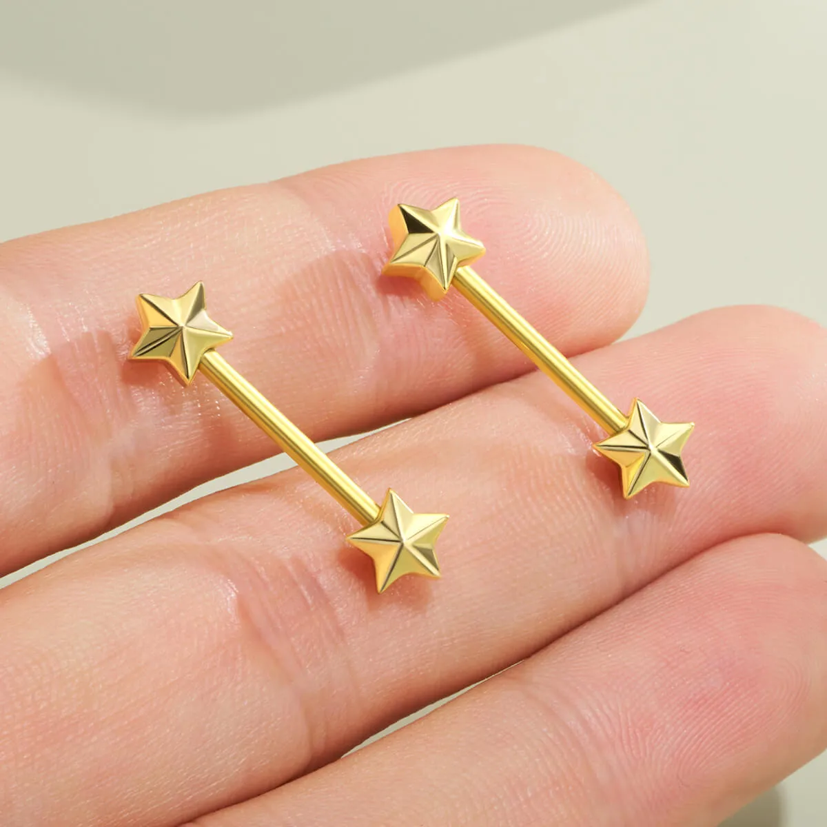 14G Star Nipple Barbell Set