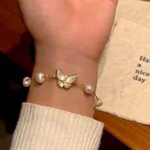 14K Gold-plated Exquisite Butterfly Pearl Bracelets