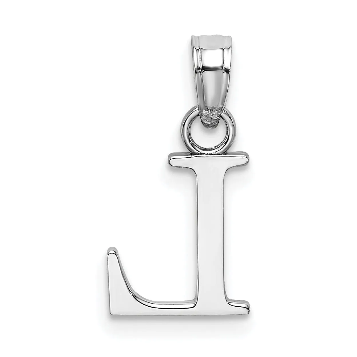 14K White Gold Block Design Small Letter L Initial Charm Pendant