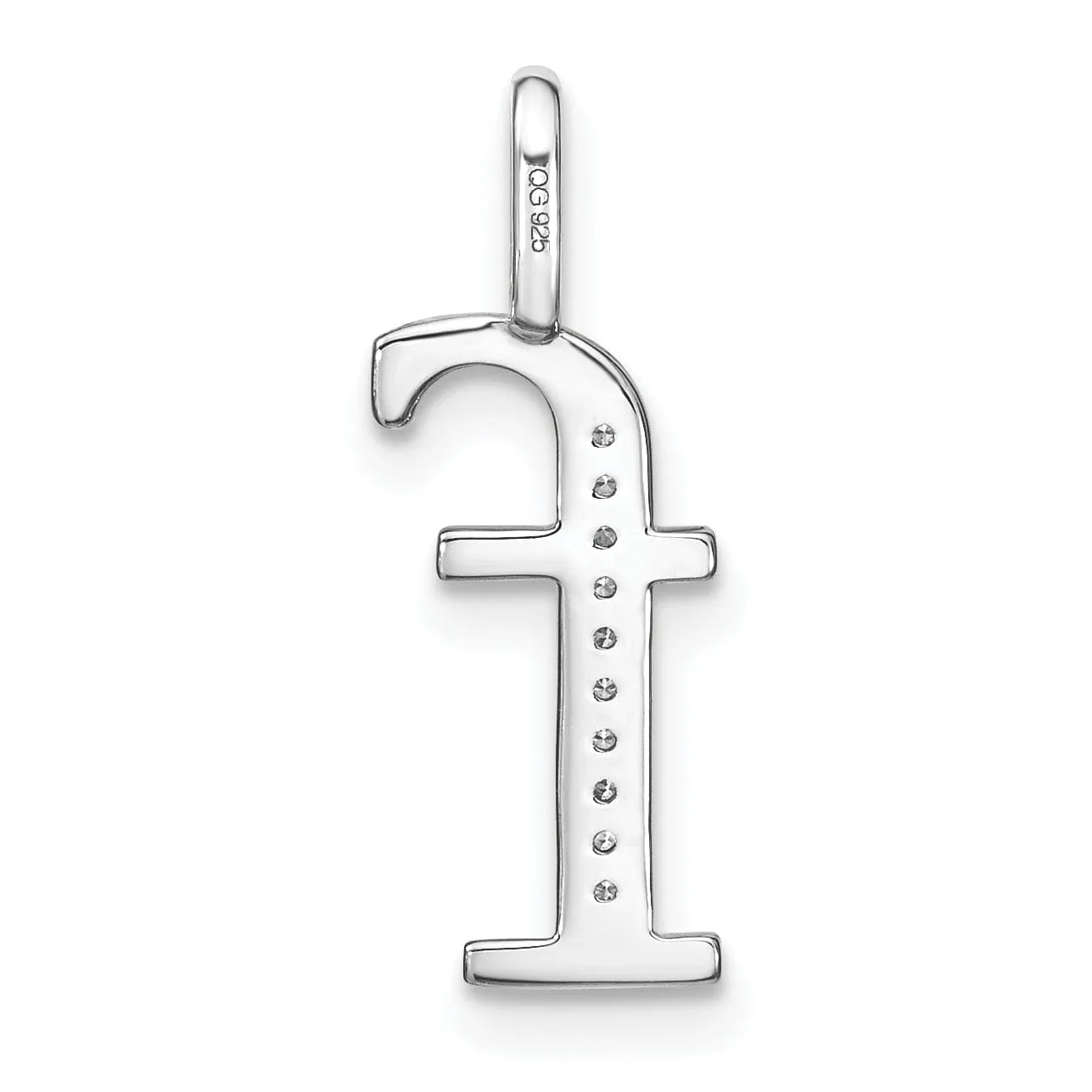 14K White Gold Diamond 0.035-CT Lower Case Style F Initial Charm Pendant