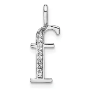 14K White Gold Diamond 0.035-CT Lower Case Style F Initial Charm Pendant