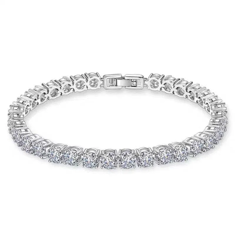 14K White Gold Filled Round Diamond Bracelet