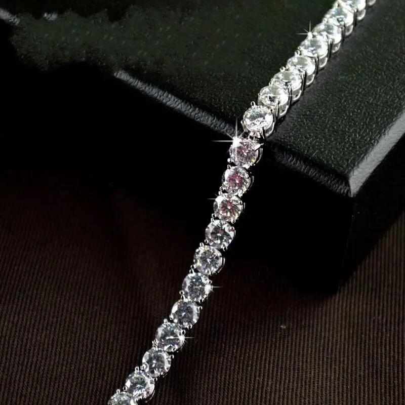 14K White Gold Filled Round Diamond Bracelet