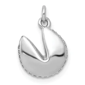 14k White Gold Polished Finish Reversible 3-Dimensional 1/15ct. Diamond Fortune Cookie Pendant