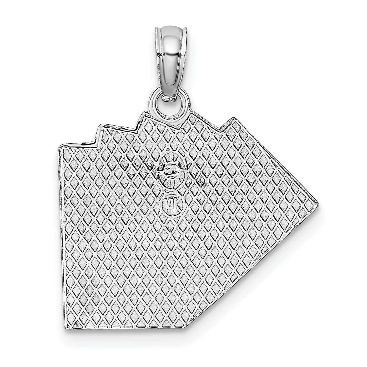 14k White Gold Solid Textured  Satin Polished Finish Royal Flush Charm Pendant