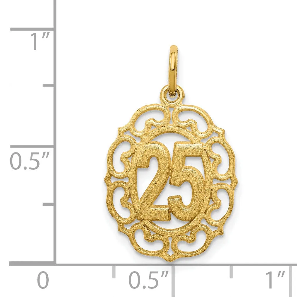 14k Yellow Gold # 25 in Oval Charm Pendant