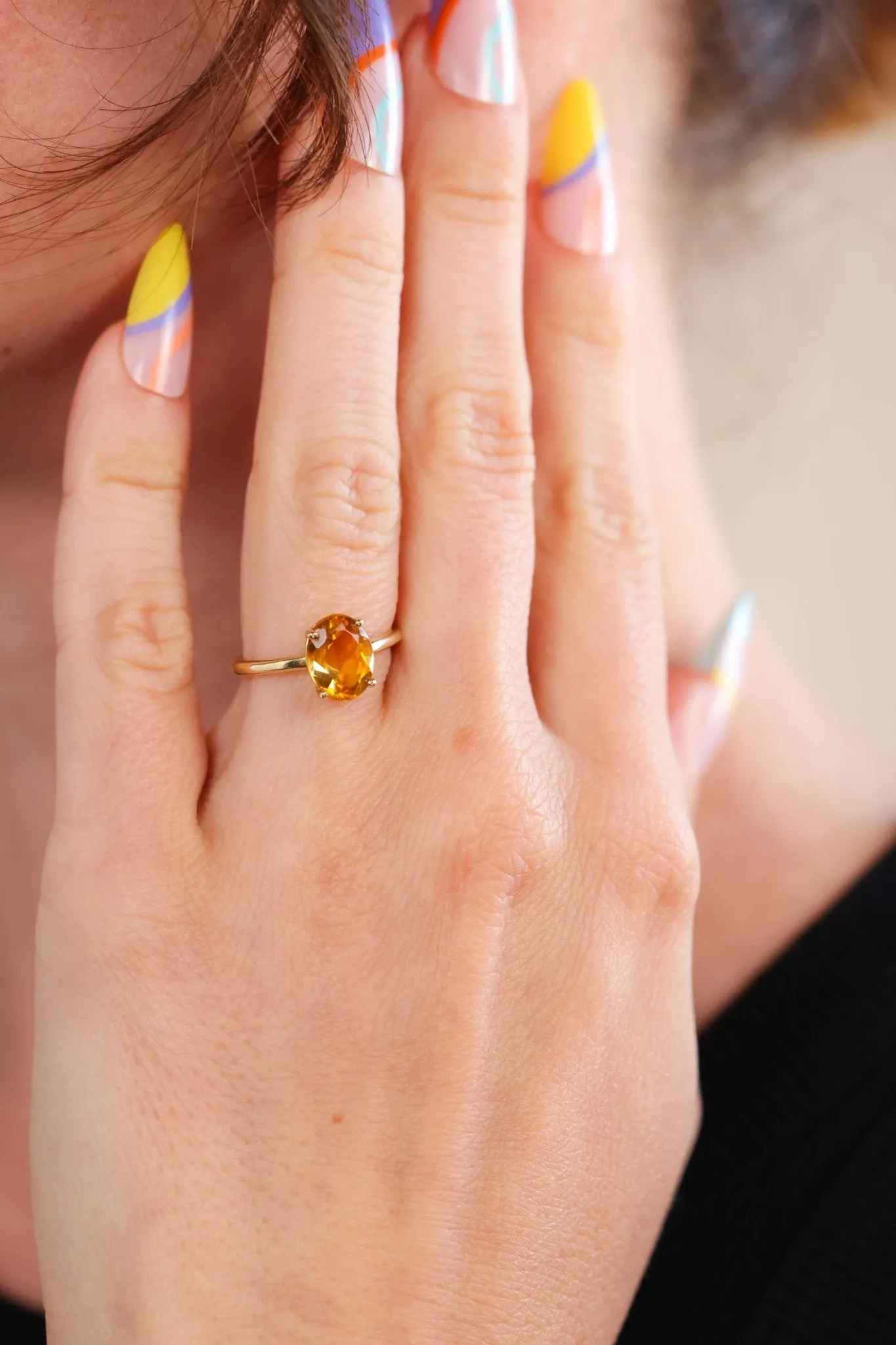 14k Yellow Gold Citrine Solitaire Ring