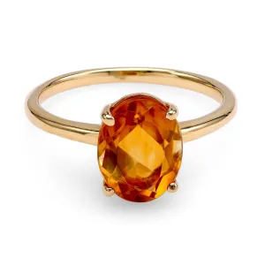 14k Yellow Gold Citrine Solitaire Ring