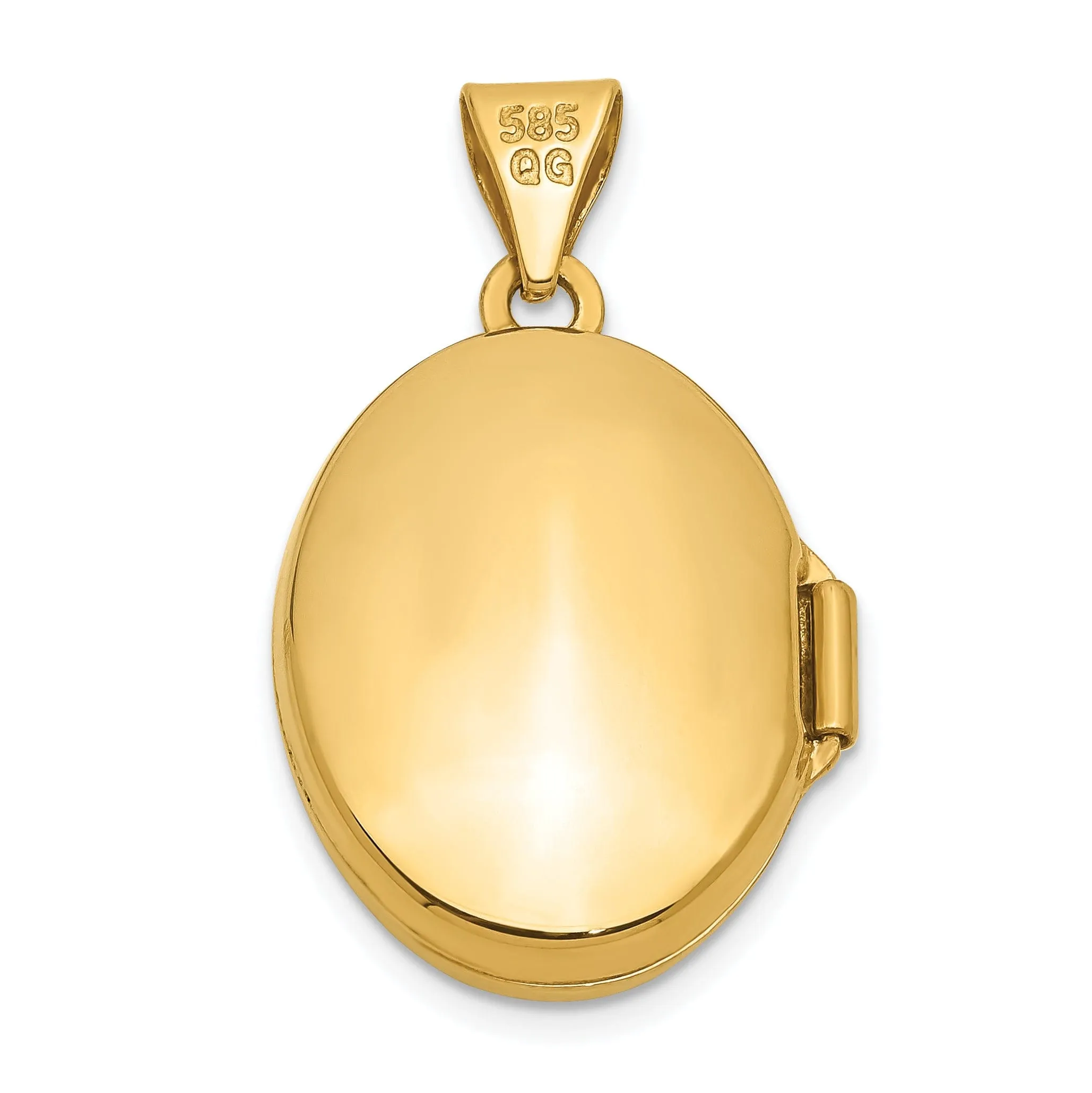 14k Yellow Gold Diamond Oval Locket Pendant