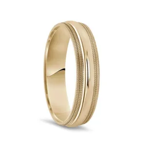 14k Yellow Gold Polished Finish Domed Women's Ring With Double Milgrain - 4mm - 6mm