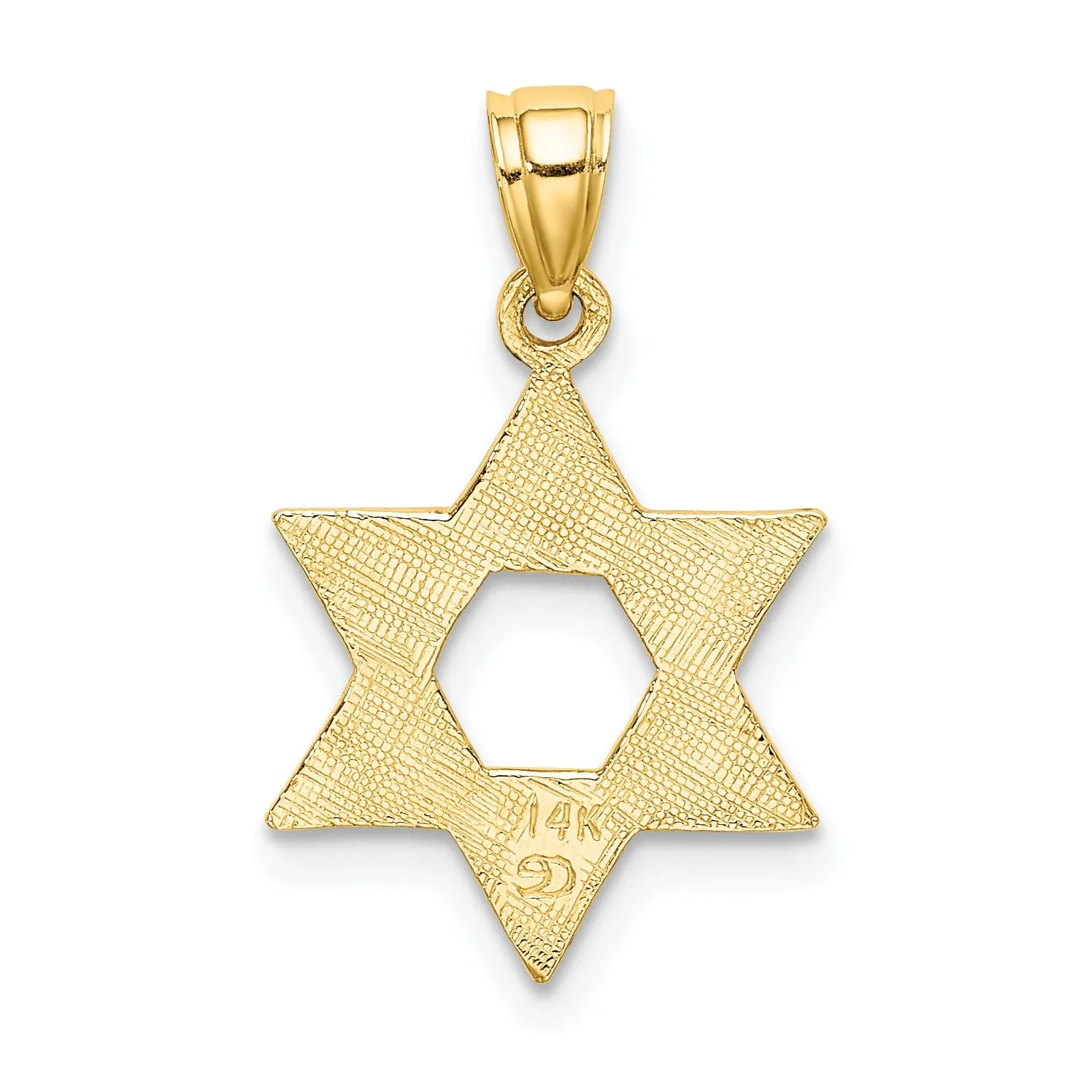 14K Yellow Gold Polished Swirls Finish Star Of David Charm Pendant