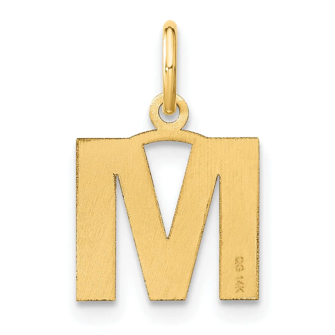 14k Yellow Gold  Small Size Letter M Initial Block Pendant