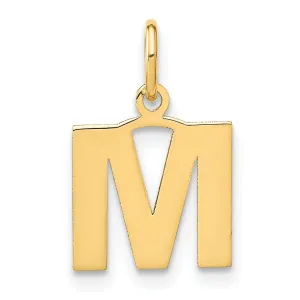 14k Yellow Gold  Small Size Letter M Initial Block Pendant