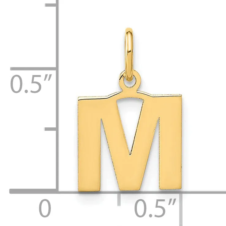 14k Yellow Gold  Small Size Letter M Initial Block Pendant