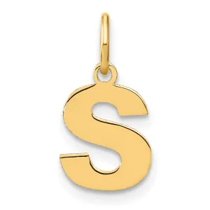 14k Yellow Gold  Small Size Letter S Initial Block Pendant