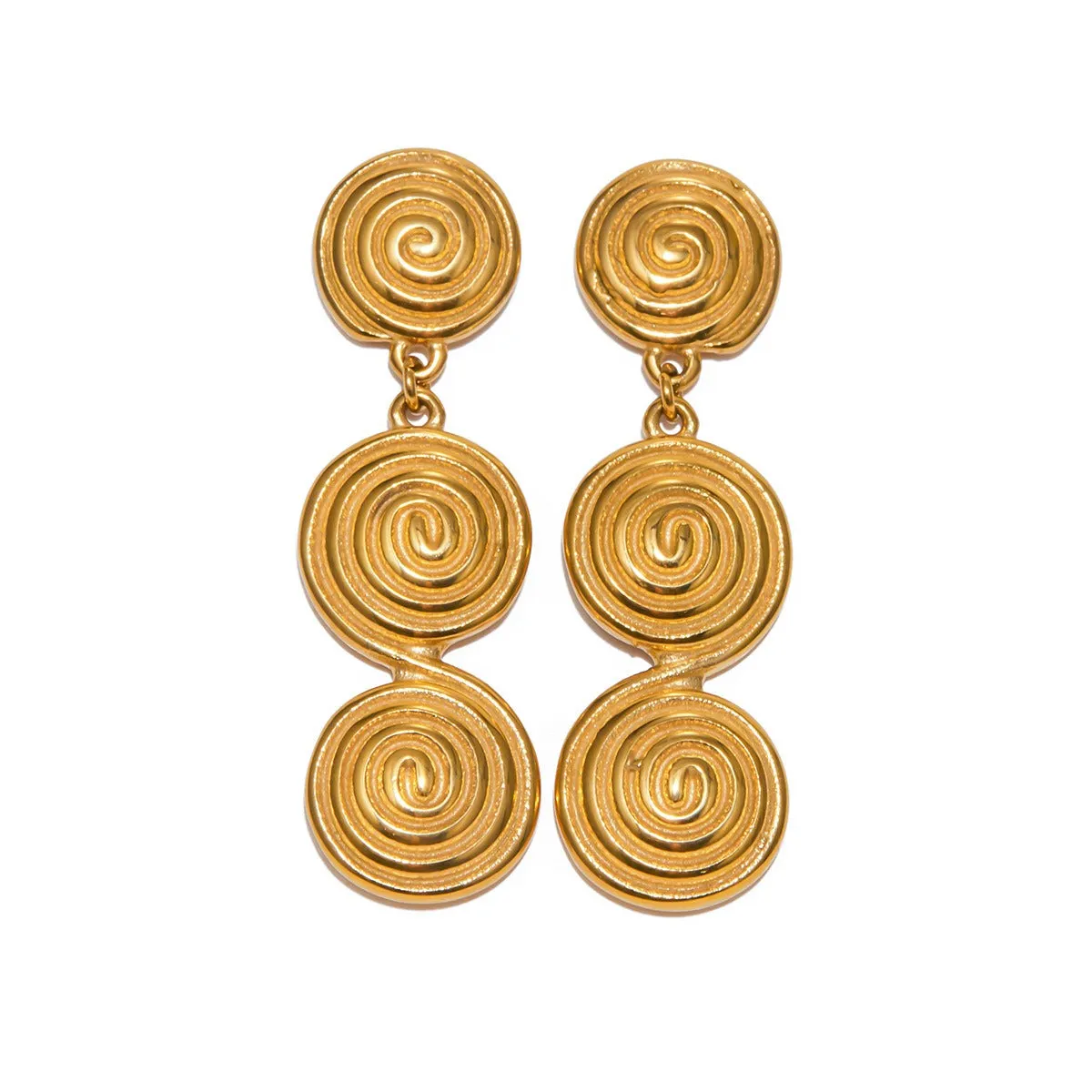 18k gold trendy personalized thread circle pendant design earrings