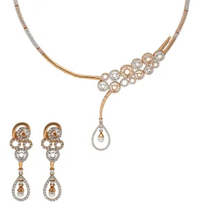 18K Rose Gold & CZ Necklace Set (21.8gm)