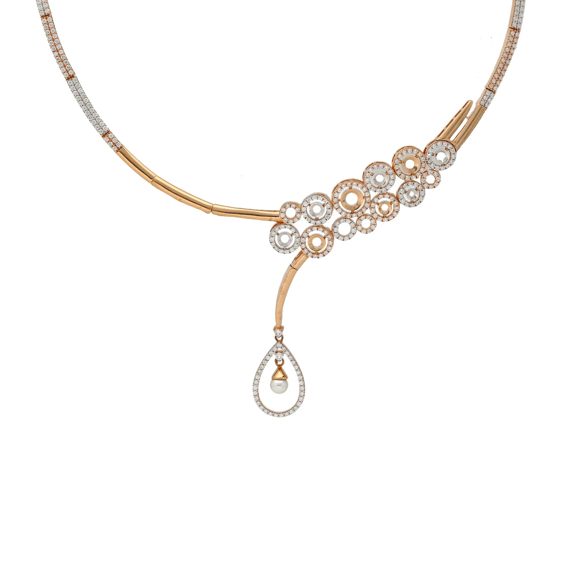 18K Rose Gold & CZ Necklace Set (21.8gm)