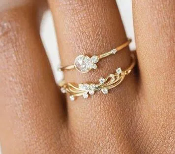 2-piece Boho Classic Zircon Ring Set