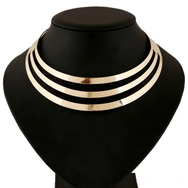 2016 Charm Choker Necklaces Women Gorgeous Metal Multi Layer Statement Bib Collar Necklace Fashion Jewelry Accessories Hot Sale