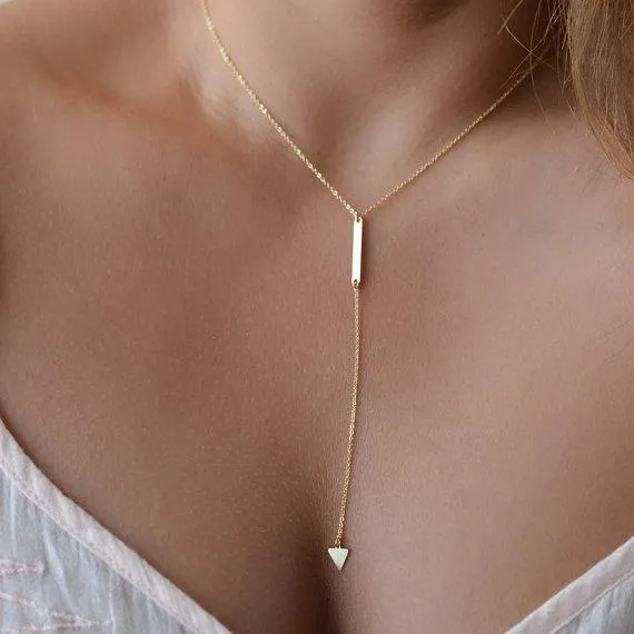 2017 New Gold Multilayer Hammer Chain Bar Necklace Long Strip Pendant Necklace Collar joyeria collier Femme Colares mujer Bijoux