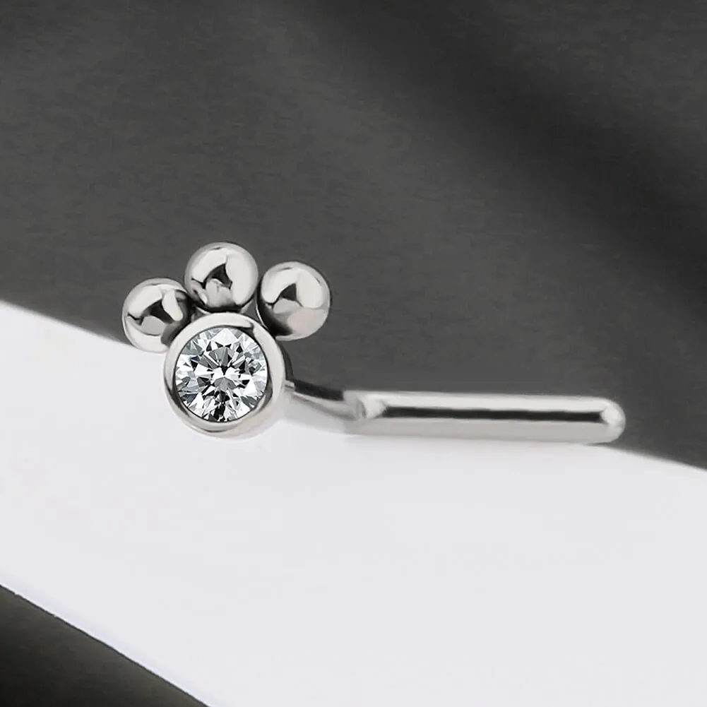 20G Titanium L-shaped Pup Paw Nose Stud