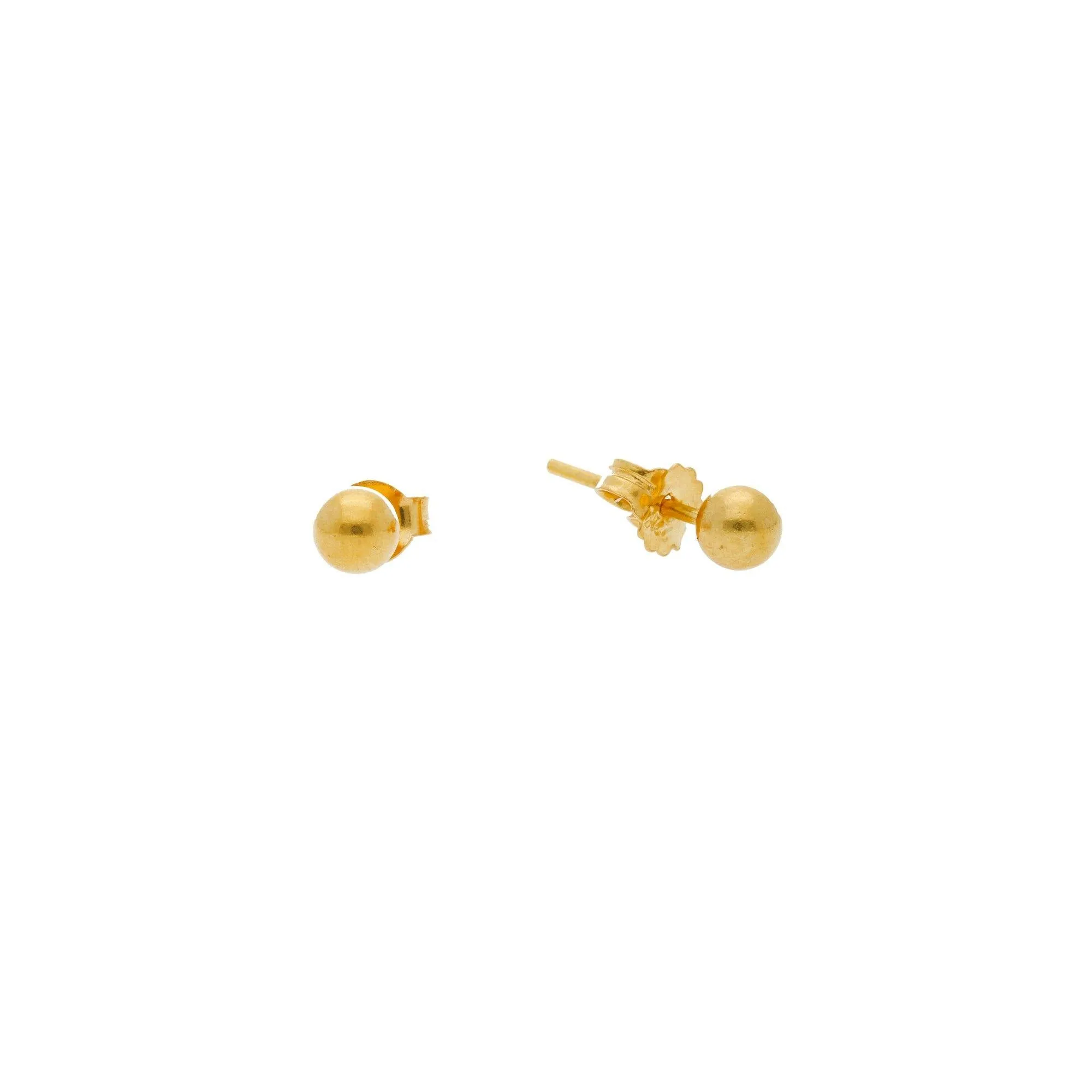 22K Yellow Gold Ball Stud Earrings, 1.6 Grams