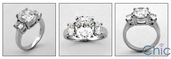 3 Stone 3 Oval TCW 3.5 Cubic Zirconia Cz Ring