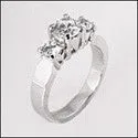 3 Stone .70 Round Center .50 Cubic Zirconia Cz Ring