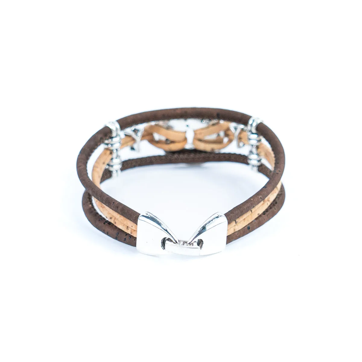 3mm natural and colored cork wire and alloy hardware handmade women's fashion bracelet DBR-046-MIX-5