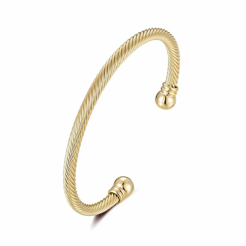 4mm Gold Twisted Torque Bangle Adjustable