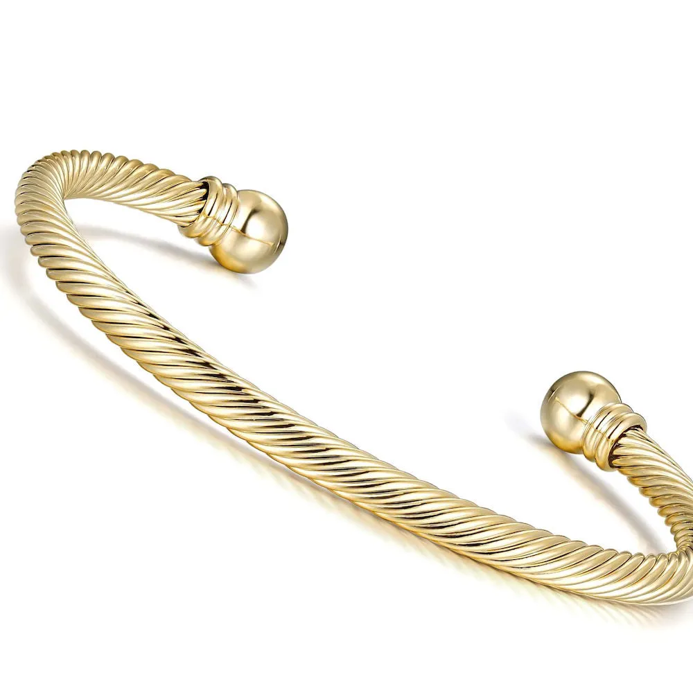 4mm Gold Twisted Torque Bangle Adjustable