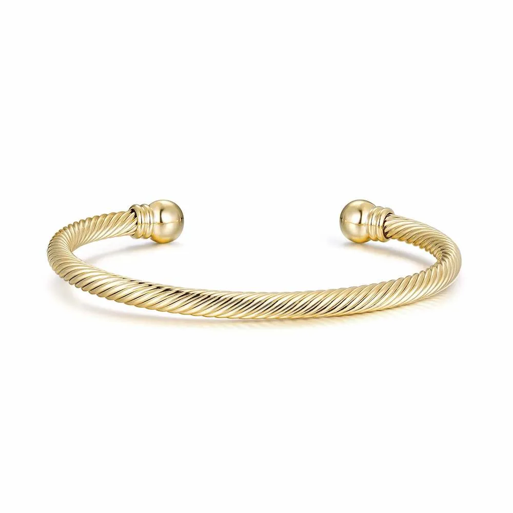 4mm Gold Twisted Torque Bangle Adjustable