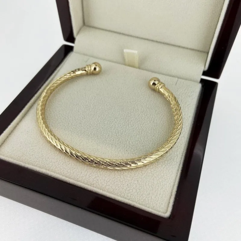 4mm Gold Twisted Torque Bangle Adjustable