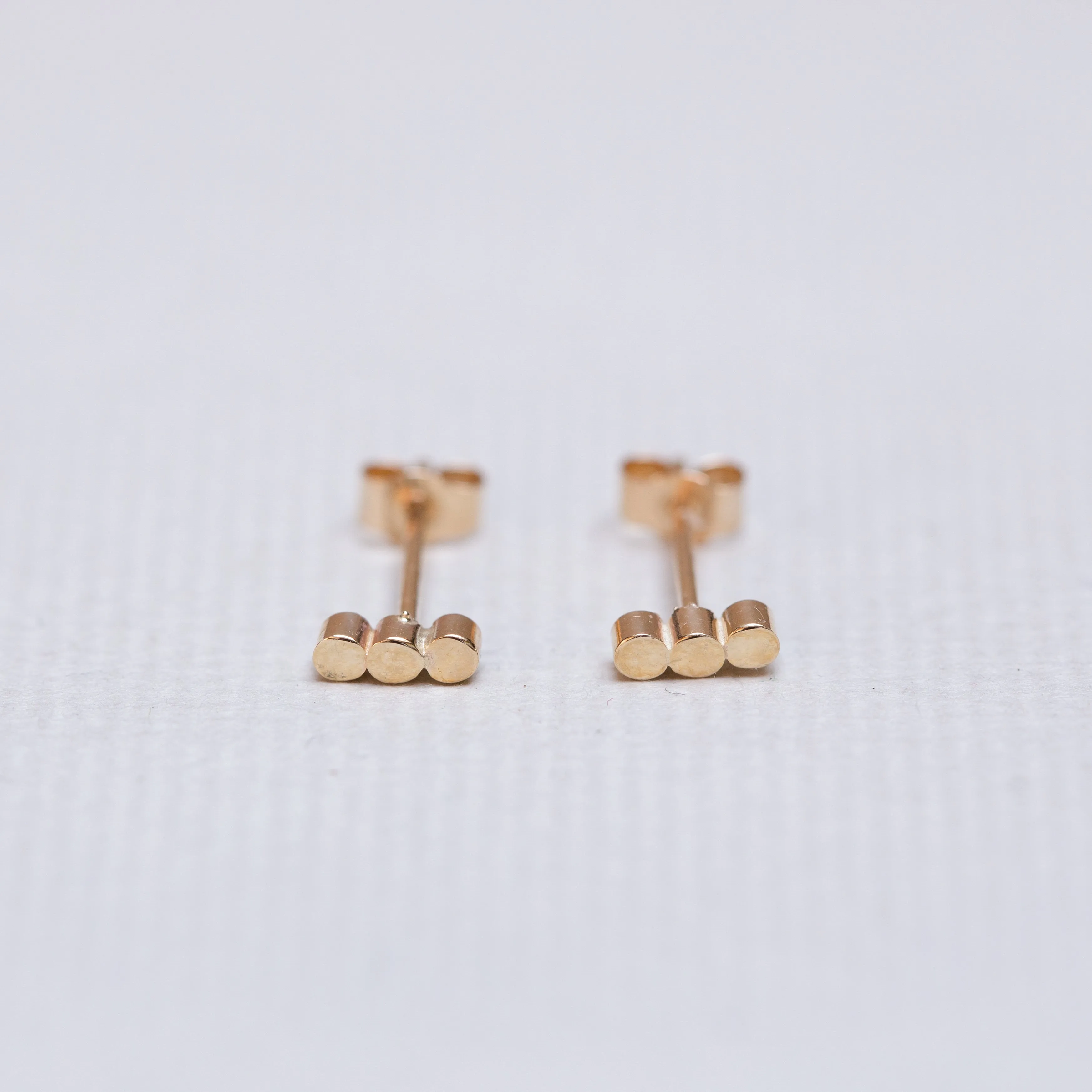 9ct Gold Three Dots Stud Earrings