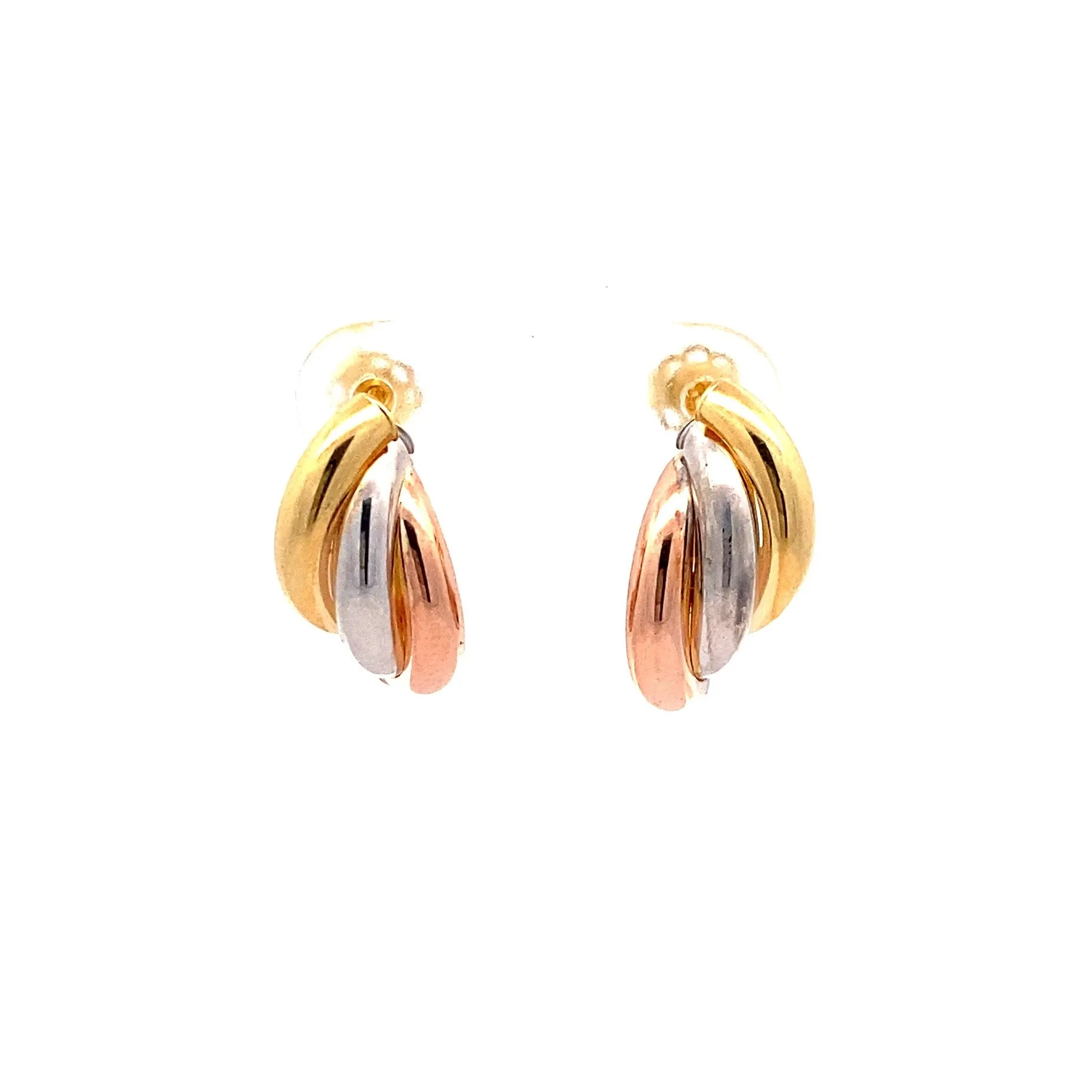 9ct Tri-Colour intertwined Studs