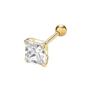 9ct Yellow Gold 5mm Sq Zirconia Cartilage Studs ES1993