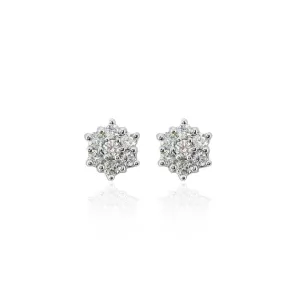 9K White Gold 0.50ct Diamond Cluster Stud Earrings