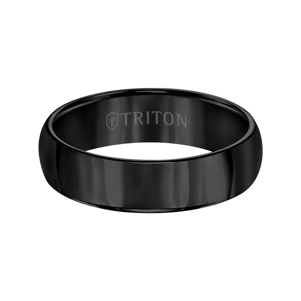 ACHILLES Black Polished Domed Tungsten Ring by Triton Rings - 6mm