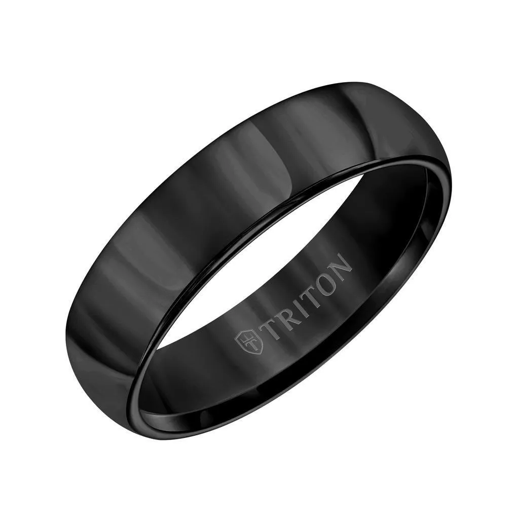 ACHILLES Black Polished Domed Tungsten Ring by Triton Rings - 6mm