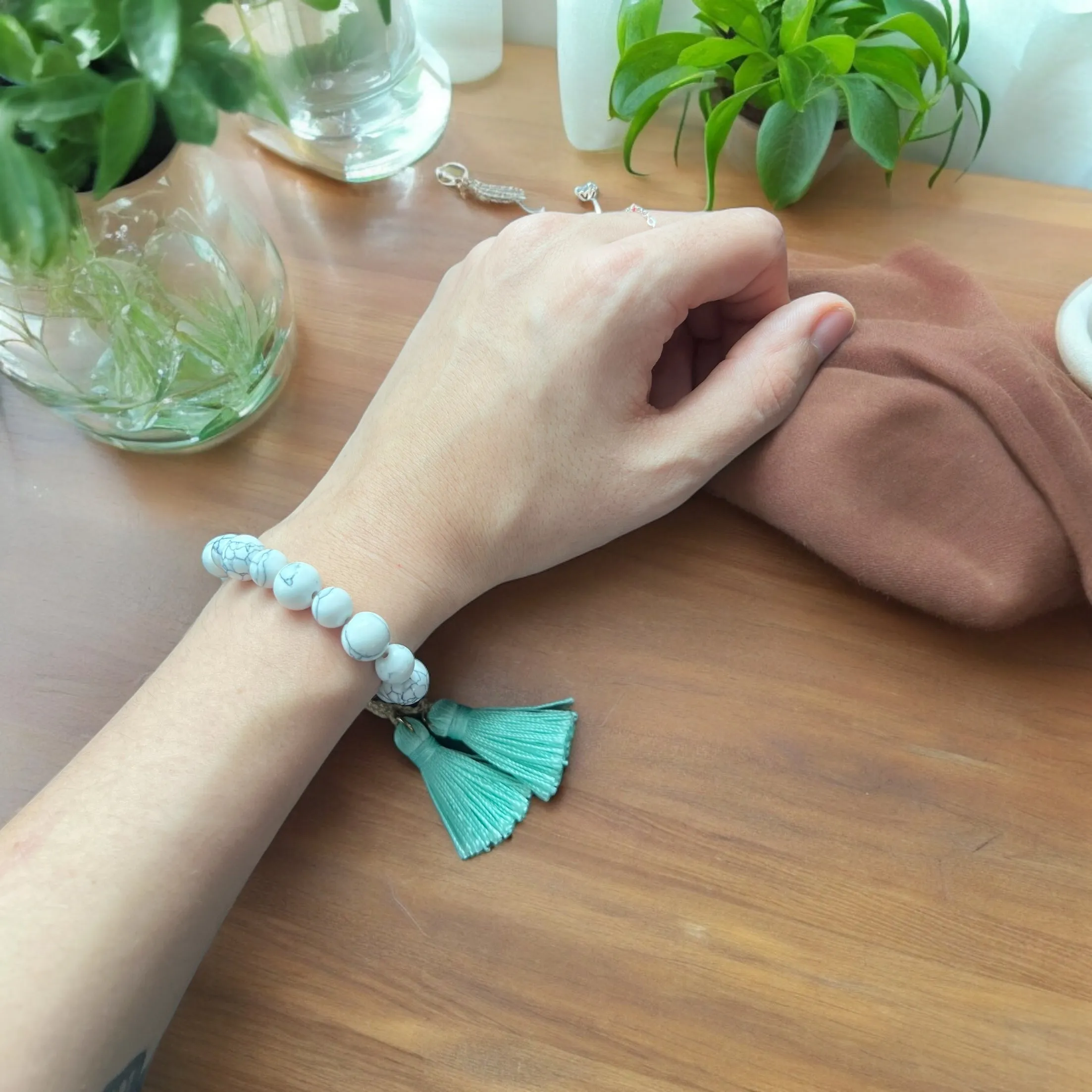 Adjustable Marble Tassel Bracelet